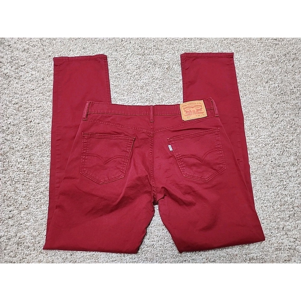 Levi Strauss 511 Slim Fit Red Mens 34x34‎ Cotton Pants 34x33 Actual Lightweight